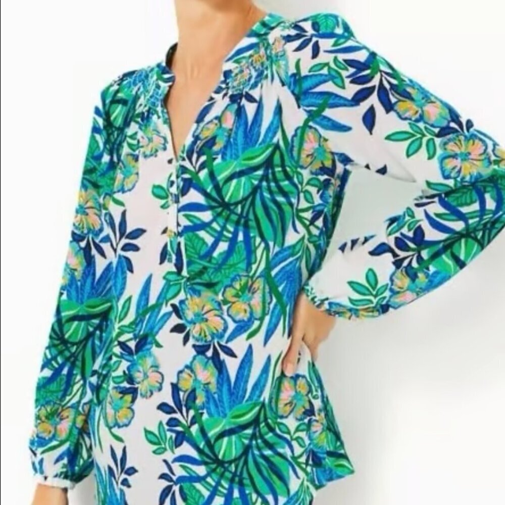 Lilly Pulitzer Silk Elsa Multi Golden Hour Glam Top Blouse Size XL